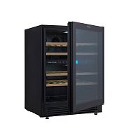 Винный шкаф CellarPrivate встраиваемый, двухзонный на 43 бутылки (CP043-2TBH) чёрный со скрытой ручк